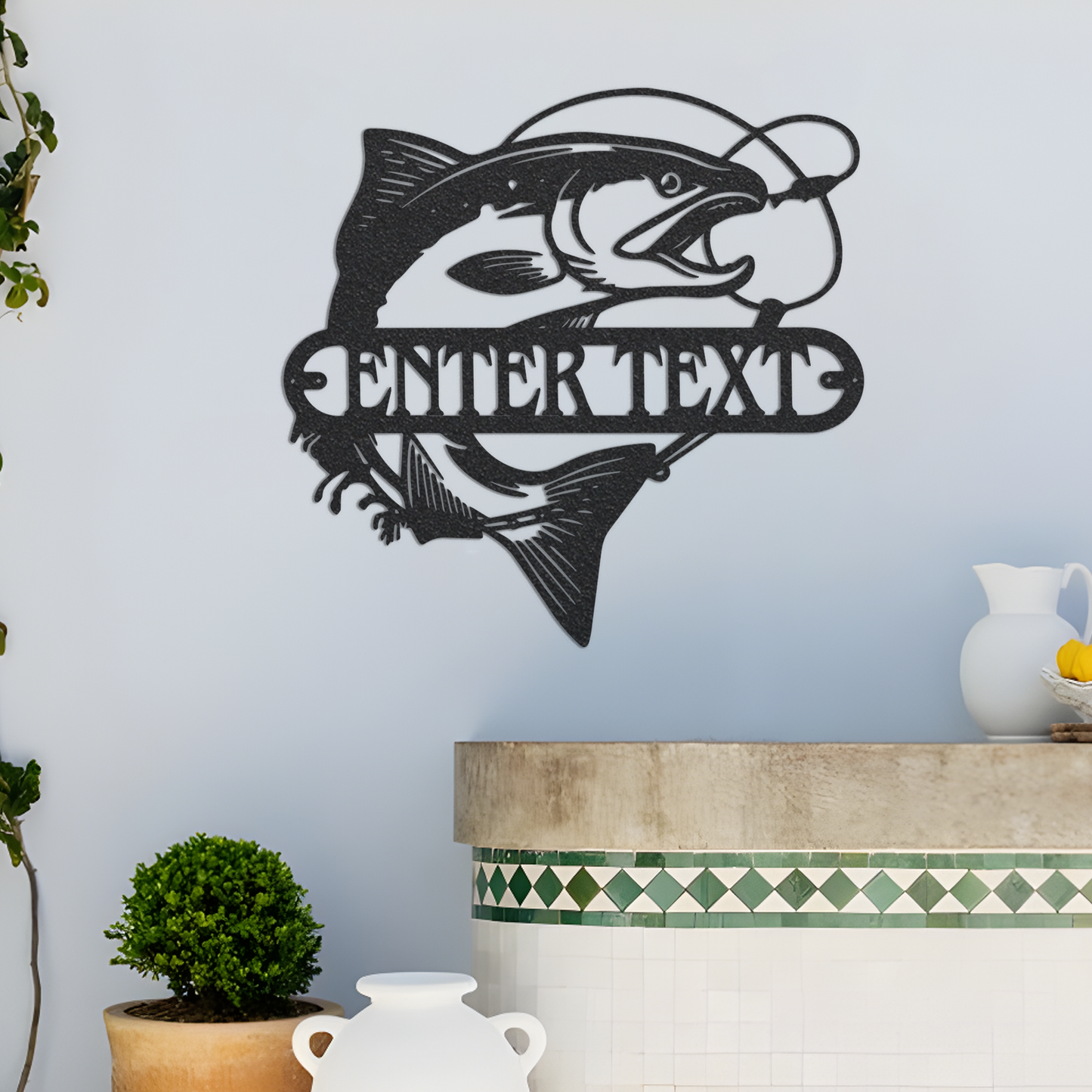 Personalized Cloud White Fishing Signs, Custom Fishing Sign Metal Wall Art, Fishing Name Sign Decor, Fish Metal Wall Art