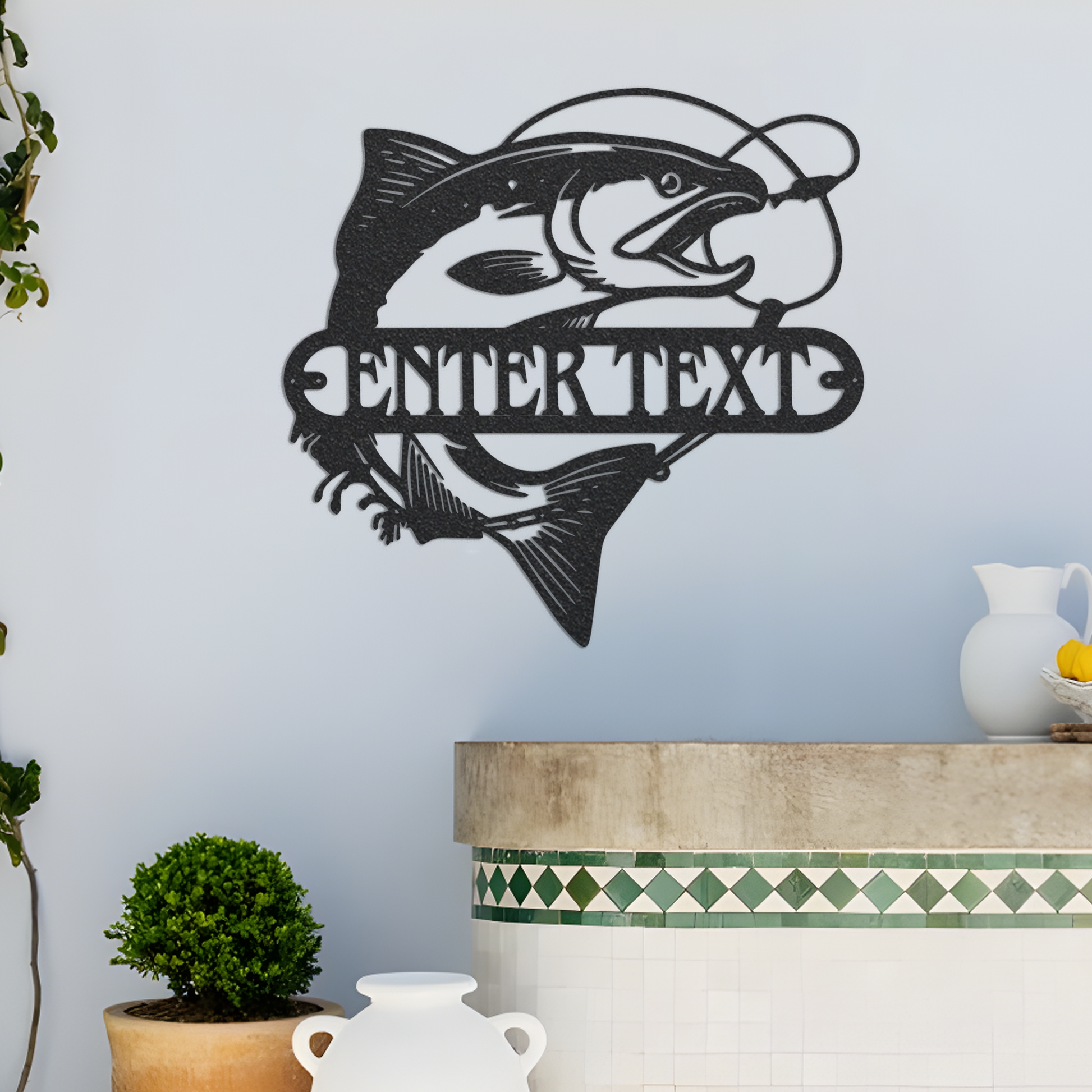 Personalized Cloud White Fishing Signs, Custom Fishing Sign Metal Wall Art, Fishing Name Sign Decor, Fish Metal Wall Art