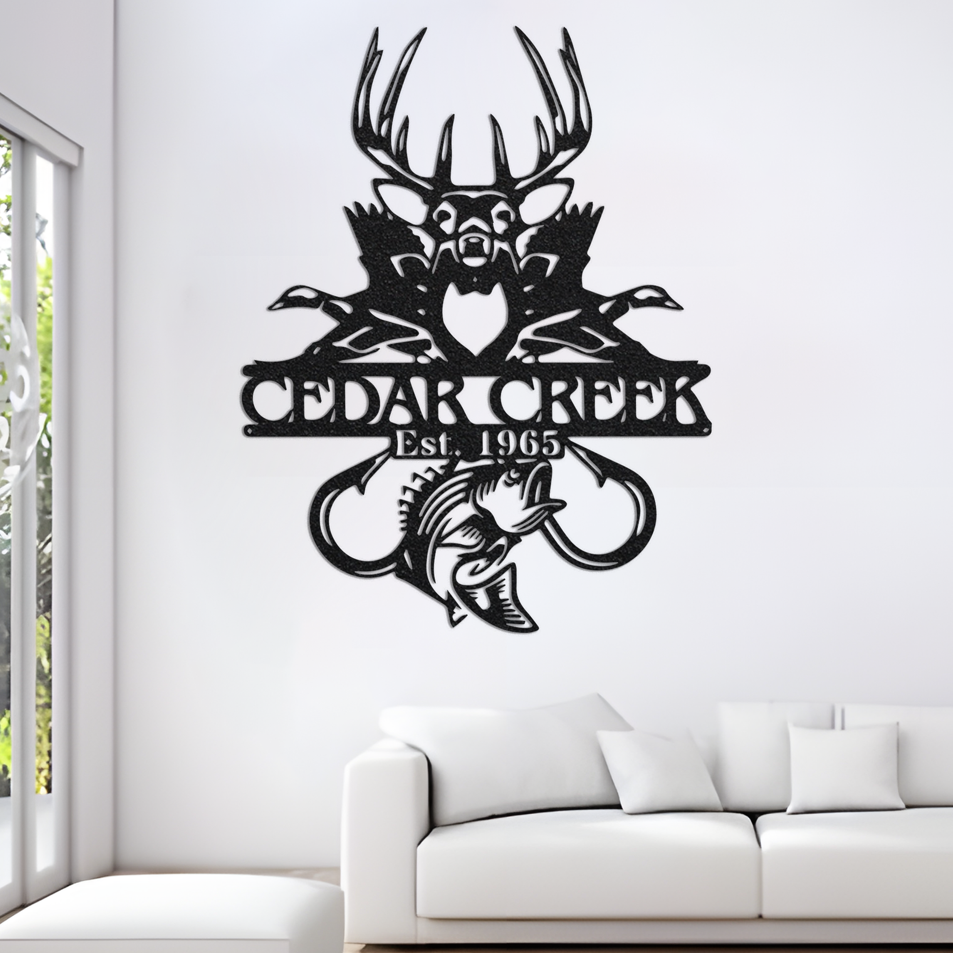 Personalized Deer Duck Fish Metal Sign with Date, Deer Metal Sign Fish Wall Art, Duck Sign Metal Wall Decor, Animal Lover Gift