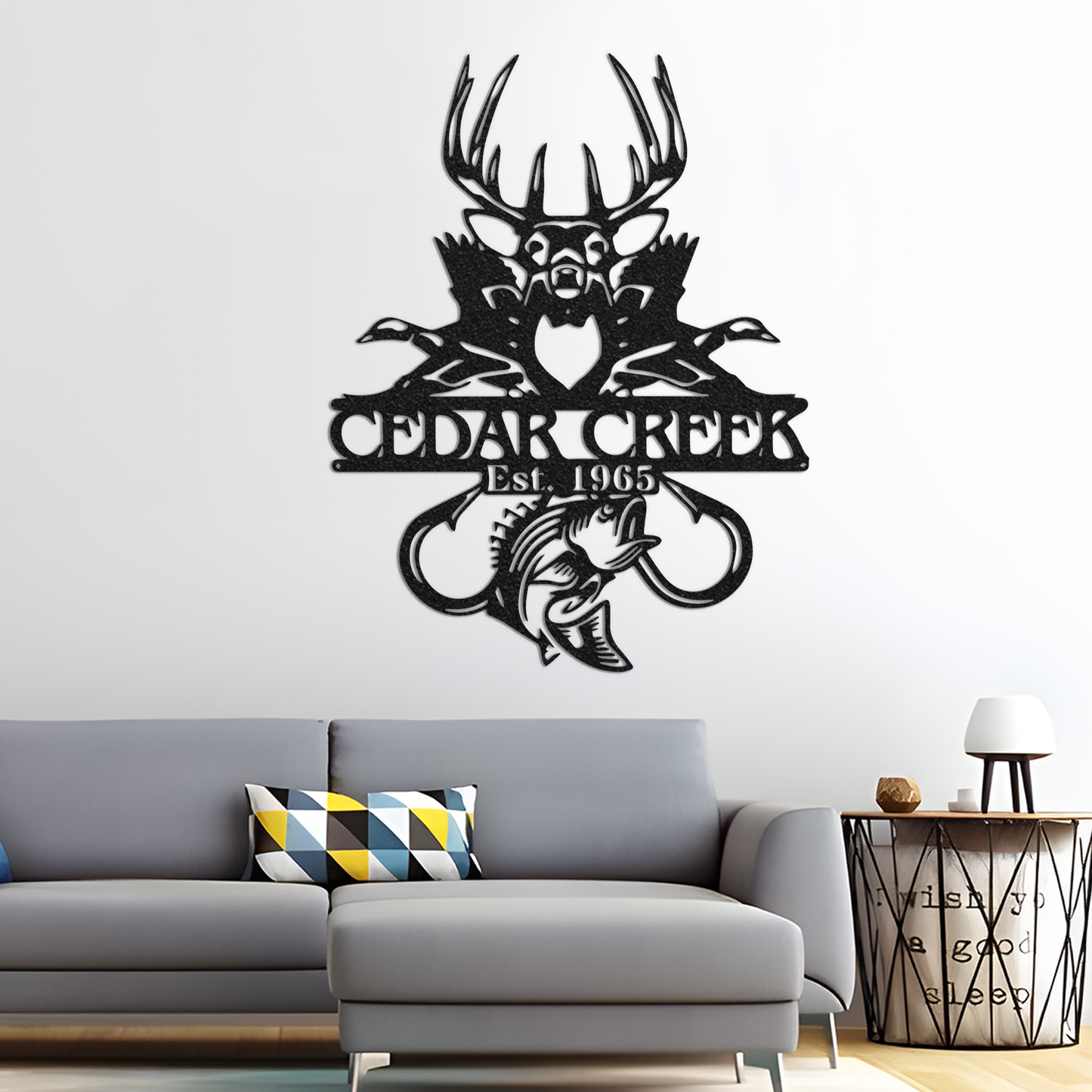 Personalized Deer Duck Fish Metal Sign with Date, Deer Metal Sign Fish Wall Art, Duck Sign Metal Wall Decor, Animal Lover Gift