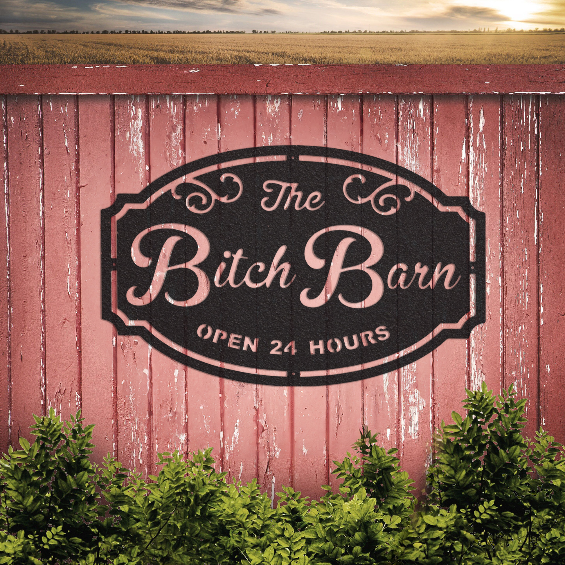 Metal Barn Sign, The bitch Barn Wall Art, Metal Monogram Sign, Laser Cut Metal Sign, Metal Wall Hanging, Outdoor Wall Art