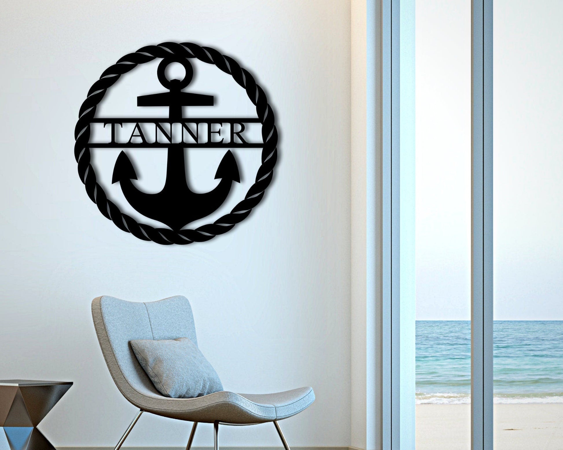 Personalized Metal Anchor Sign, Beach House Sign Personalized, Anchor Wall Decor, Family Name Metal Sign, Last Name Sign, Front Porch Sign