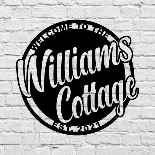 Cottage Metal Sign, Custom Name Sign Cottage Decor, Trendy Wall Art Metal Name Sign, Outdoor Metal Sign, Housewarming Gift