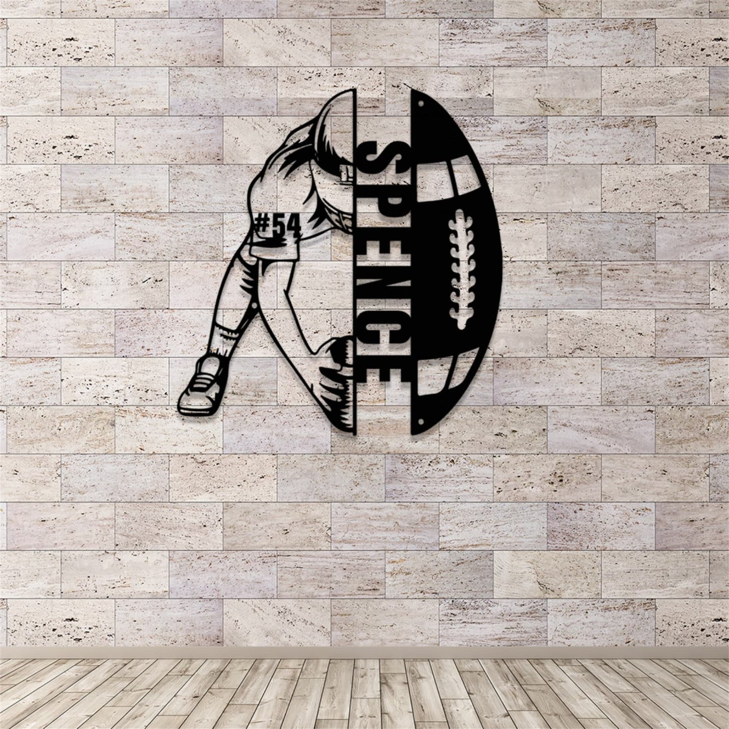 Custom Football Player Metal Sign,Football Player Metal Wall Art Decor With Led Light,Personalized Football Player Name and Number Sign