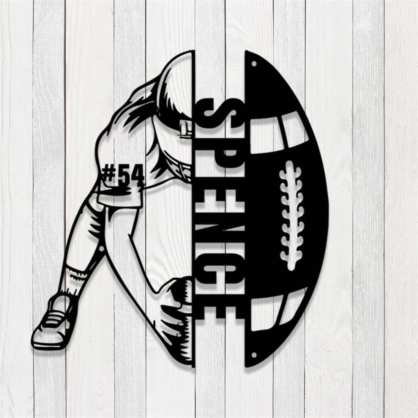 Custom Football Player Metal Sign,Football Player Metal Wall Art Decor With Led Light,Personalized Football Player Name and Number Sign