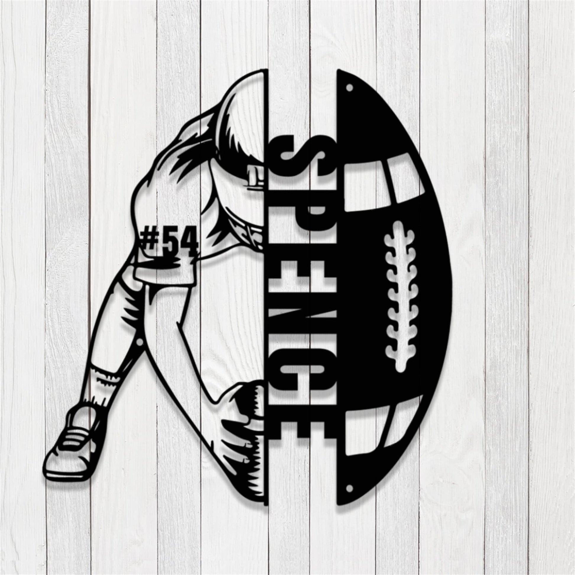Custom Football Player Metal Sign,Football Player Metal Wall Art Decor With Led Light,Personalized Football Player Name and Number Sign