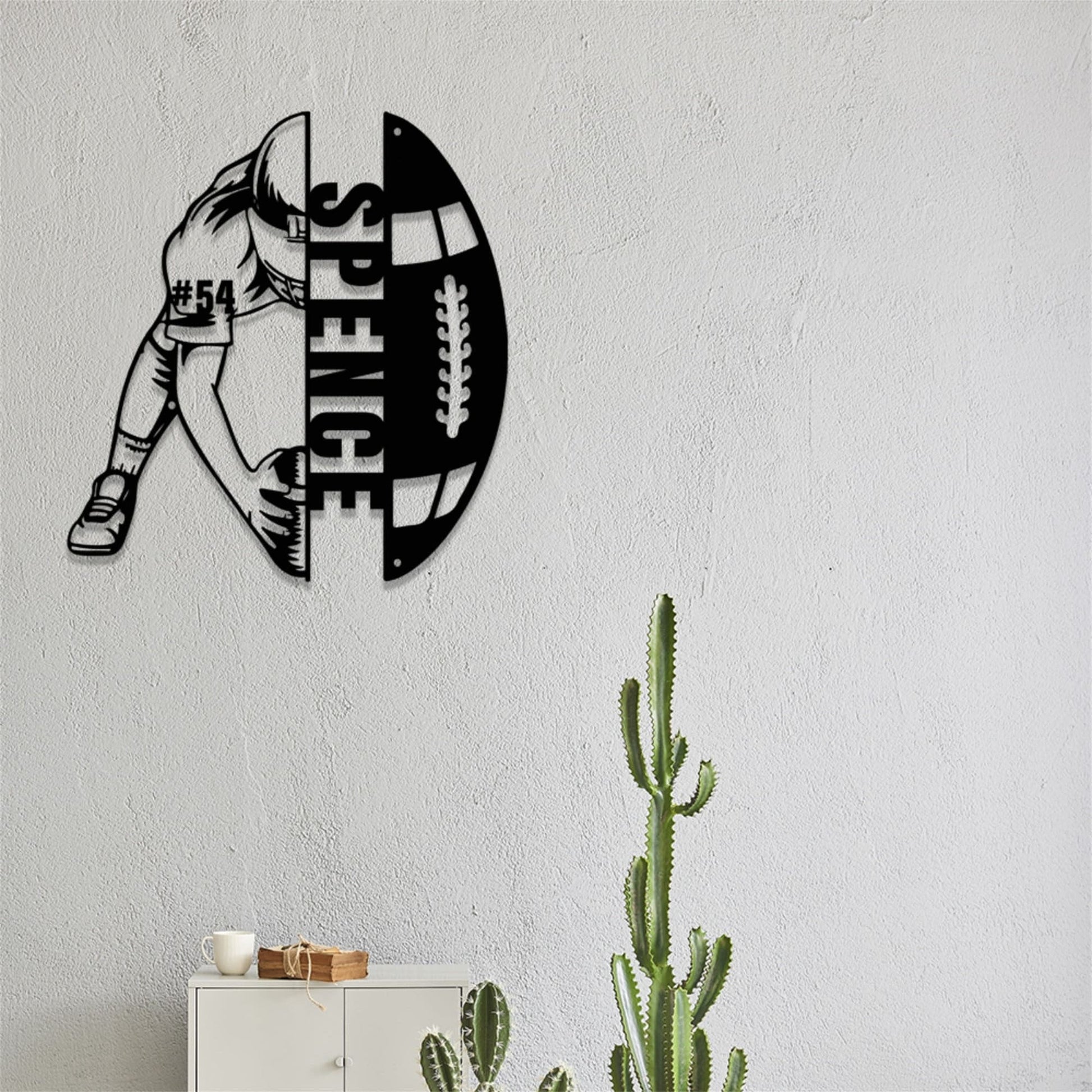 Custom Football Player Metal Sign,Football Player Metal Wall Art Decor With Led Light,Personalized Football Player Name and Number Sign
