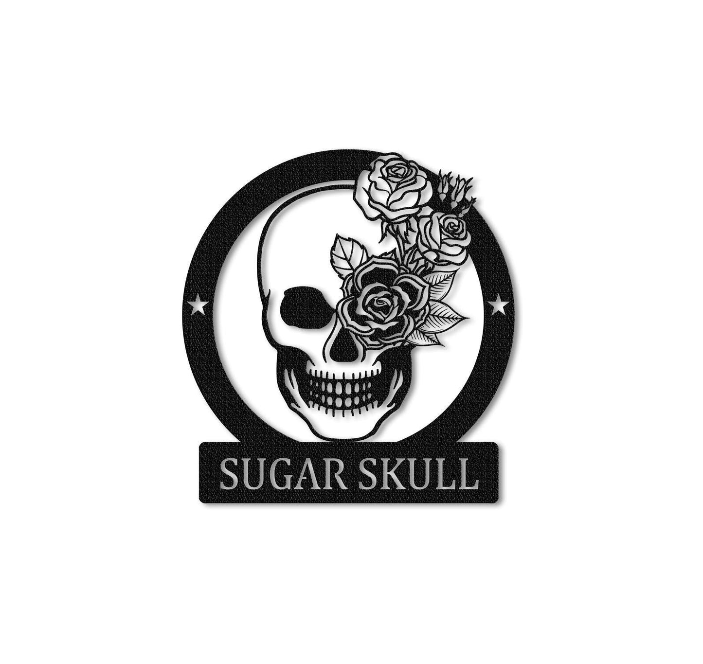 Custom Sugar Skull Wall Art,Skull Floral Metal Sign,Room Decoration,Personalized Skull Wall Decor,Skull Lover Gift,Metal Skull Monogram