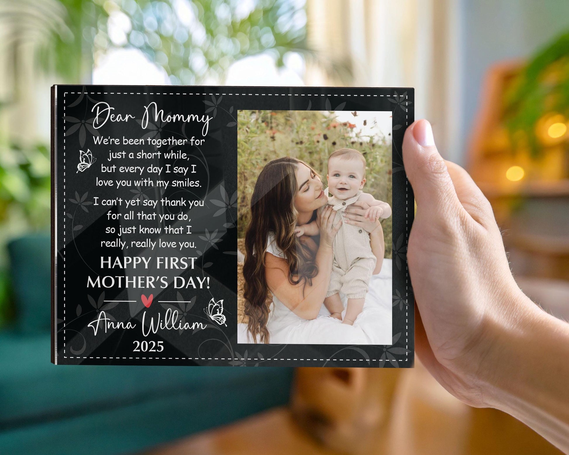 Personalized First Mother's Day Picture Frame,1st Mother's Day Gift from Baby,Dear Mommy Poem,Mother's Day 2025 Gift New Mom,Gift for Wife