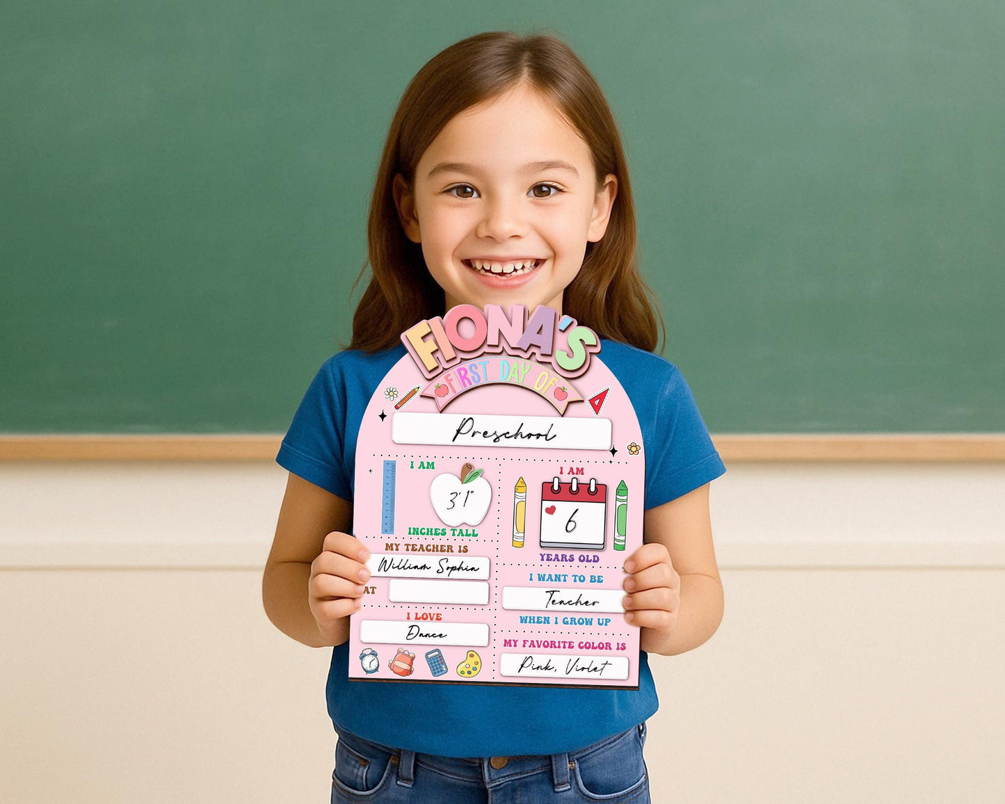 Custom First Day Of School Sign, Last Day of School Sign, Custom Name Sign, Preschool Back To School Dry Erase Sign, 1st Day of School Board