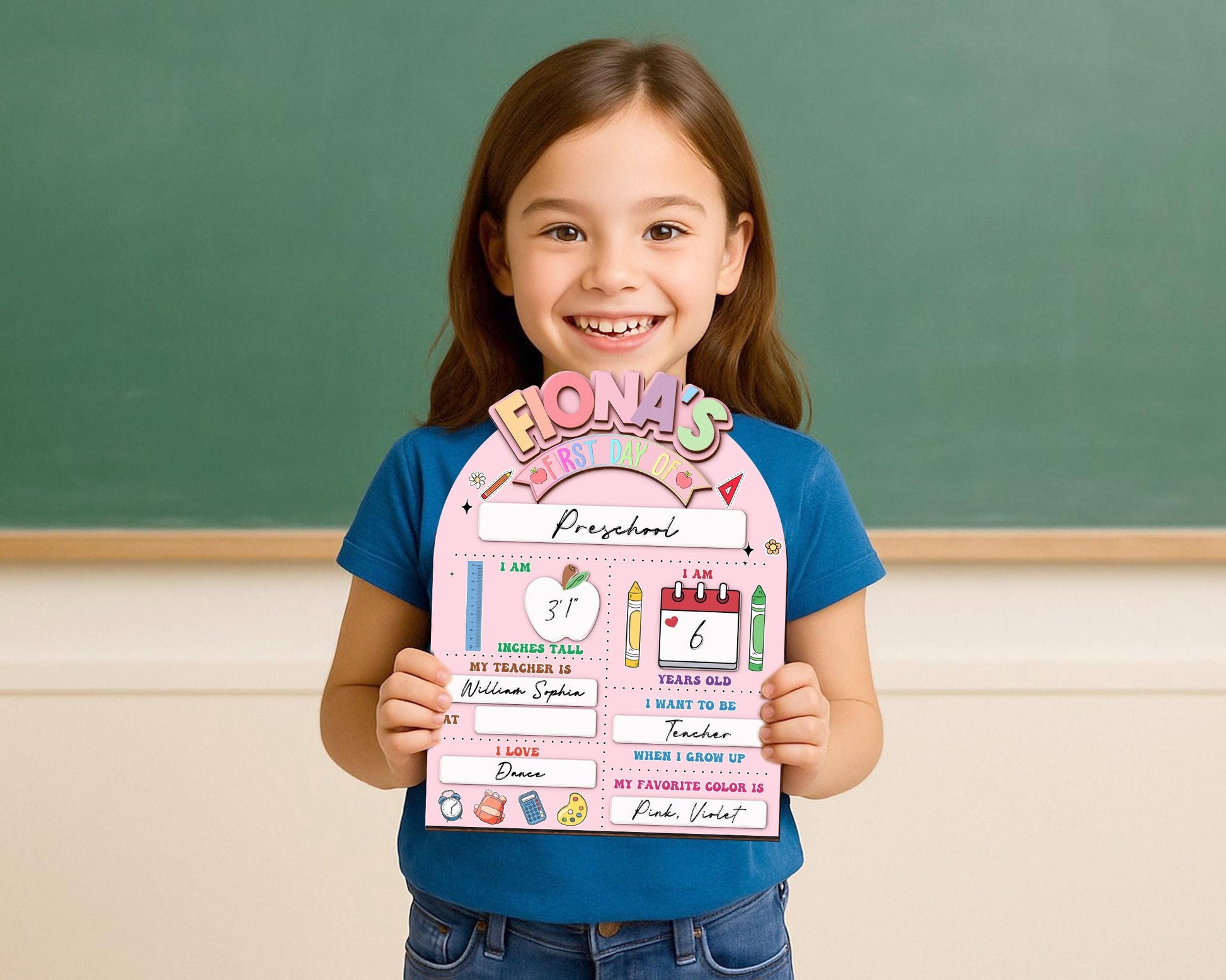 Custom First Day Of School Sign, Last Day of School Sign, Custom Name Sign, Preschool Back To School Dry Erase Sign, 1st Day of School Board