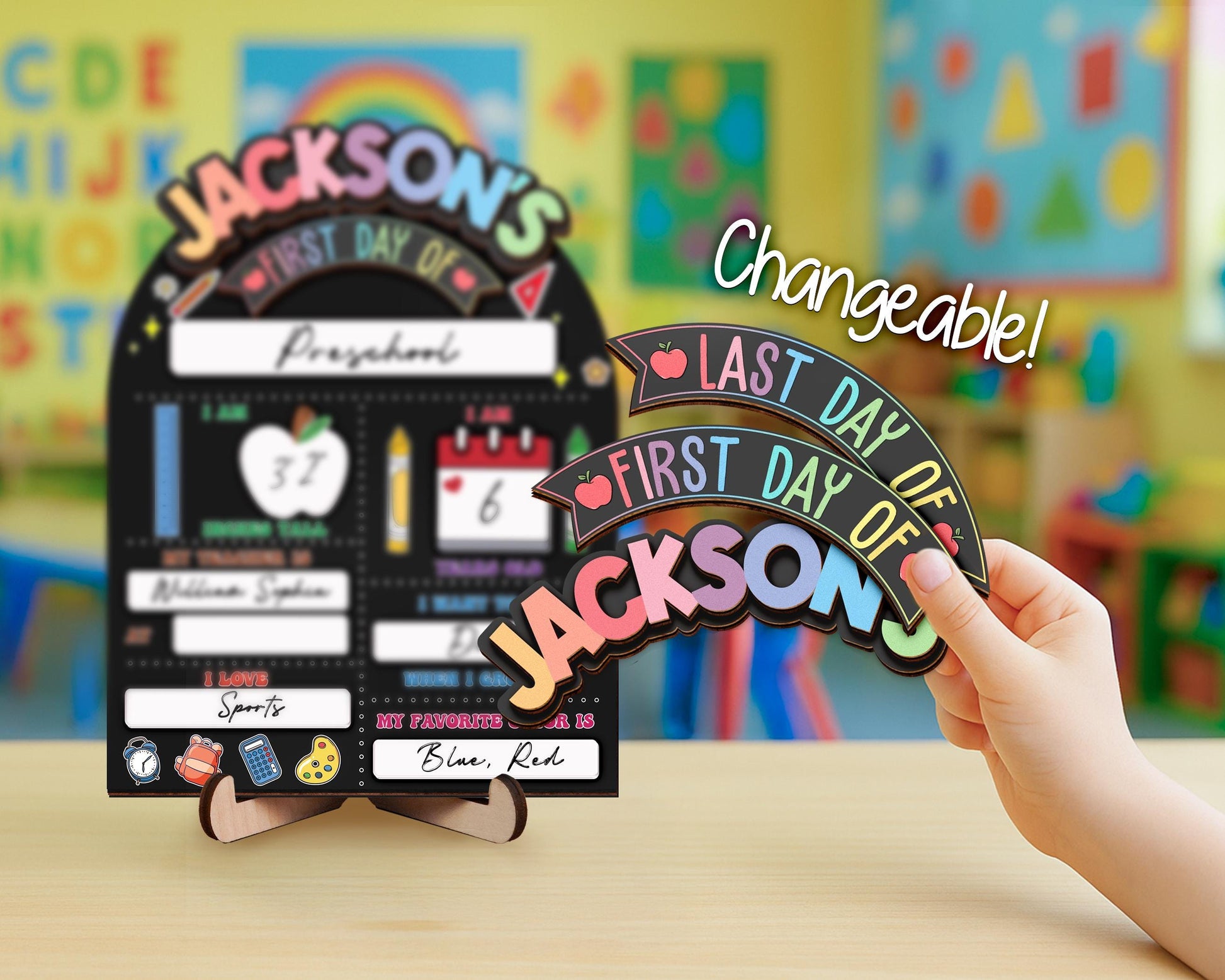 Custom First Day Of School Sign, Last Day of School Sign, Custom Name Sign, Preschool Back To School Dry Erase Sign, 1st Day of School Board