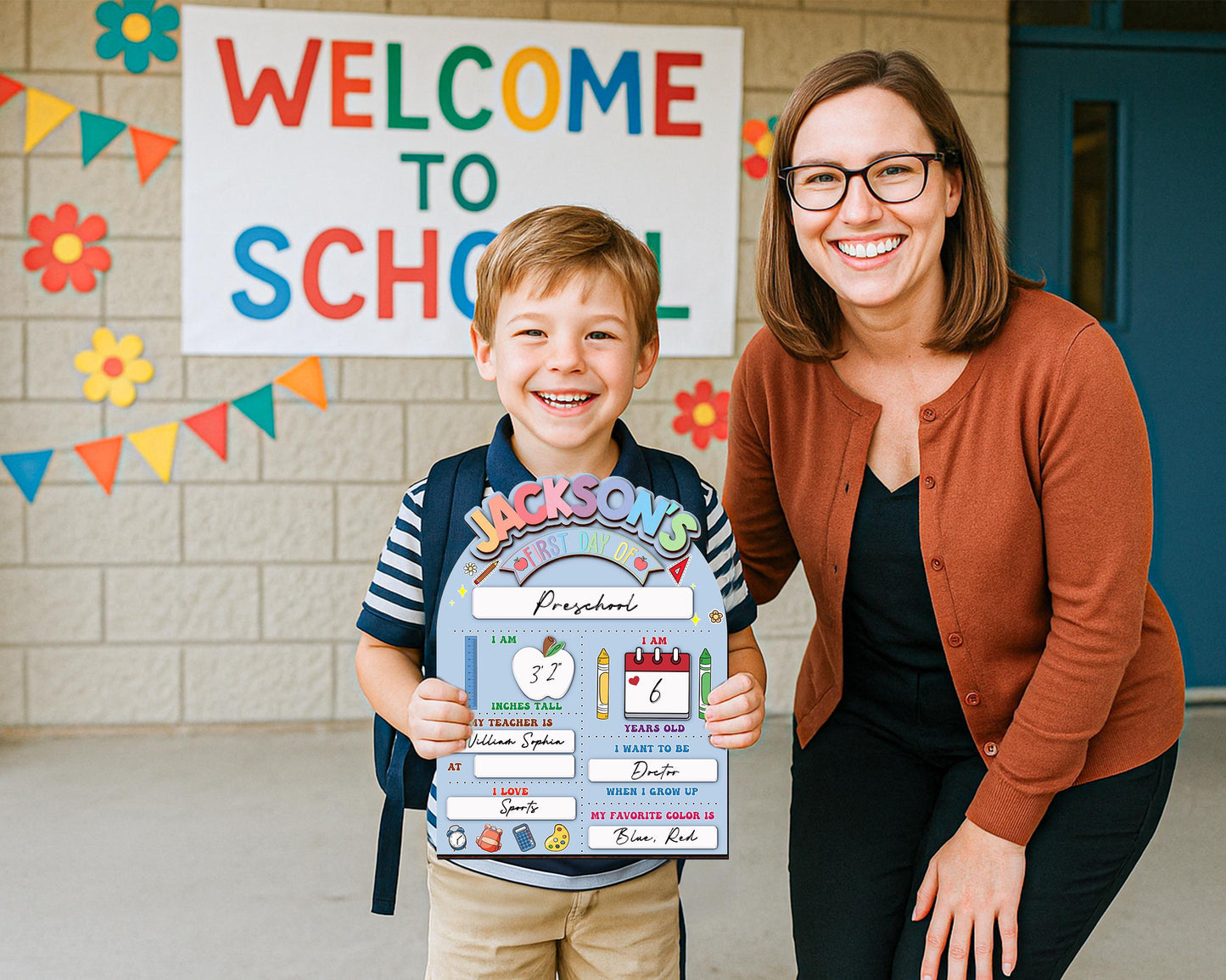 Custom First Day Of School Sign, Last Day of School Sign, Custom Name Sign, Preschool Back To School Dry Erase Sign, 1st Day of School Board