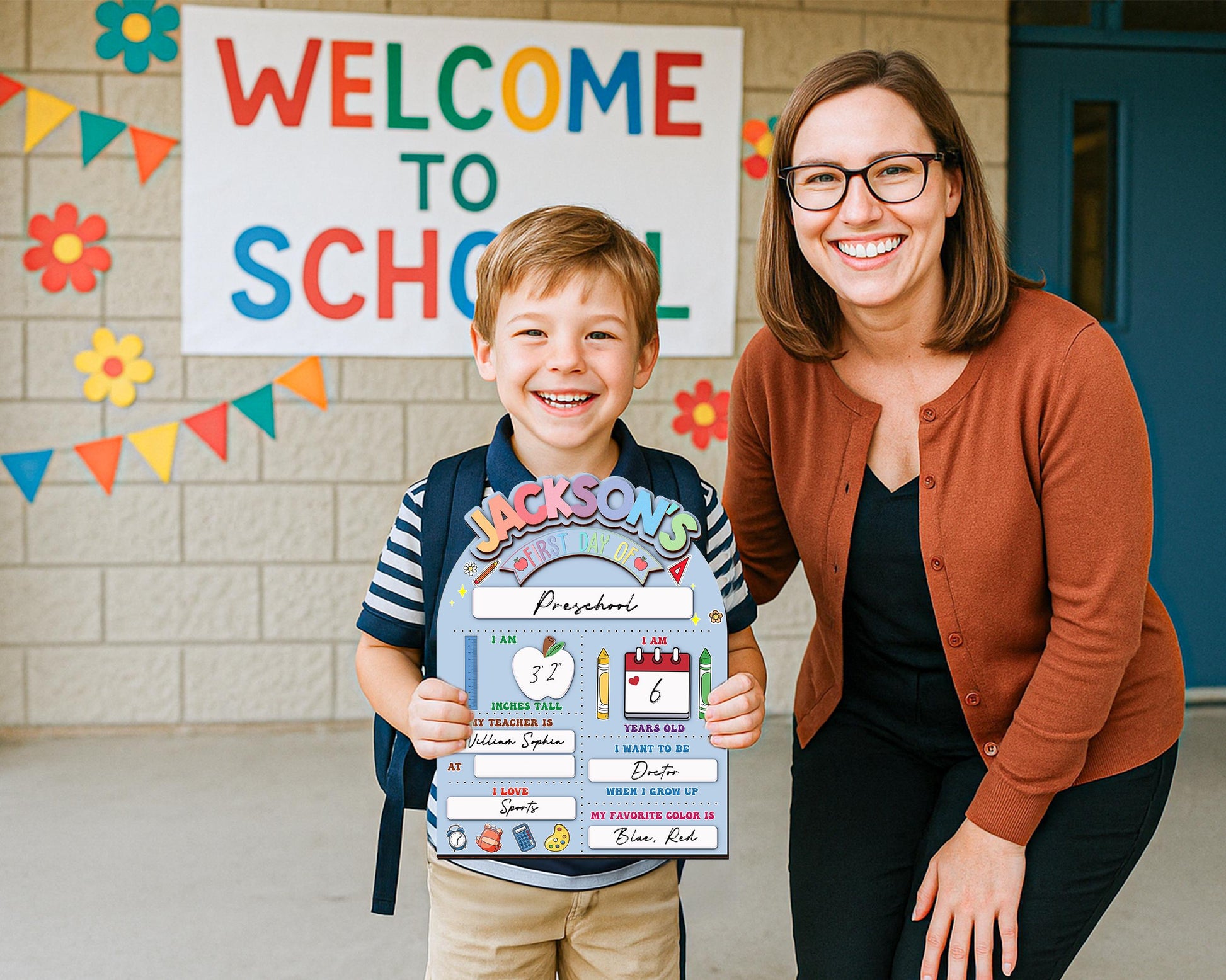 Custom First Day Of School Sign, Last Day of School Sign, Custom Name Sign, Preschool Back To School Dry Erase Sign, 1st Day of School Board
