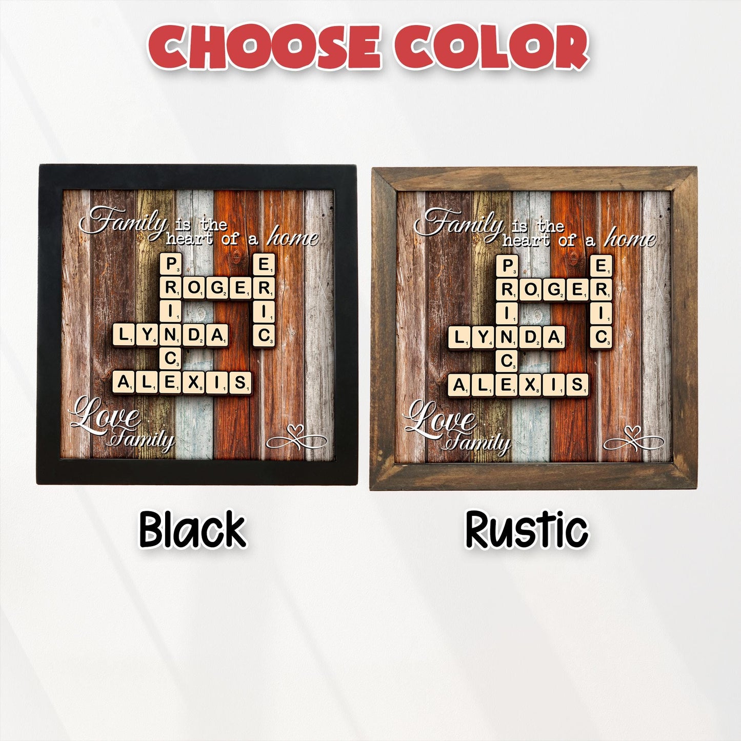 Family Gift,Custom Scrabble Family Name Frame,Crossword Scrabble Puzzle Sign,Grandparents Gift,Letter Tile Art,Grandma Gift,Rustic Decor