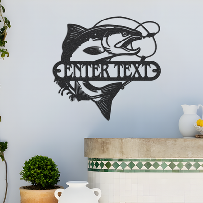 Personalized Cloud White Fishing Signs, Custom Fishing Sign Metal Wall Art, Fishing Name Sign Decor, Fish Metal Wall Art