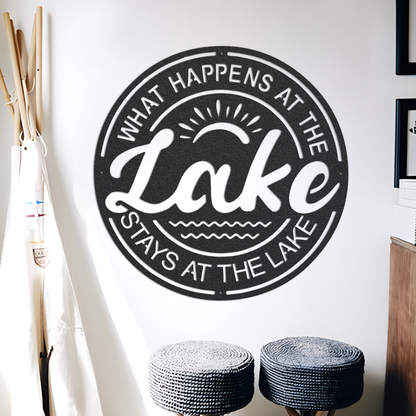 Lake Metal Wall Art, What Happens at the Lake, Lake House Decor, Beach House Decor, Lake House Gift, Housewarming Gift
