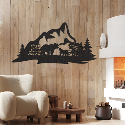 Mountain Metal Home Decor / Bear Mountain Wall Art / Mountain Bear Metal Wall Art / Metal Wall Art / Wall Art / Metal Wall Decor