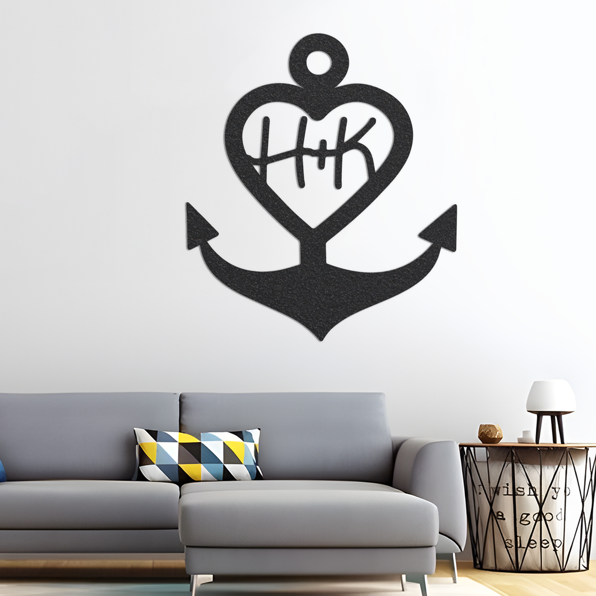 Metal Anchor Monogram Sign, Custom Metal Sign, Metal Name Sign, Initial Sign, Metal Wall Art, Metal Monogram Letters, Home Decor