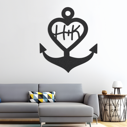 Metal Anchor Monogram Sign, Custom Metal Sign, Metal Name Sign, Initial Sign, Metal Wall Art, Metal Monogram Letters, Home Decor