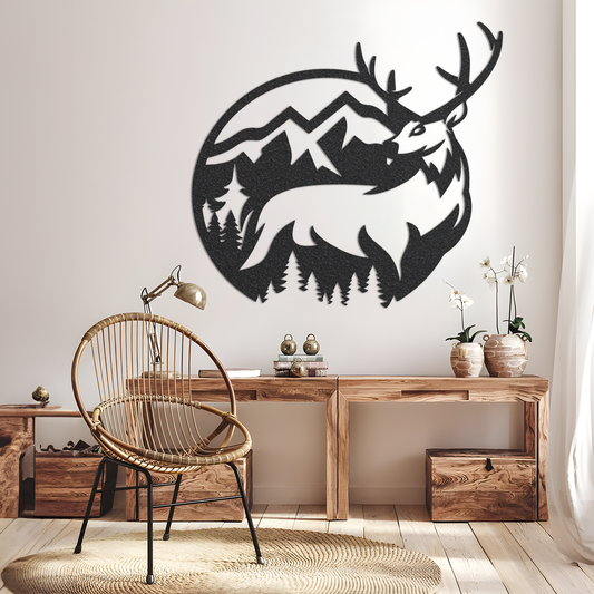 Mountain Deer Metal Home Decor / Deer Mountain Wall Art / Mountain Metal Wall Art / Metal Wall Art / Wall Art / Metal Wall Decor