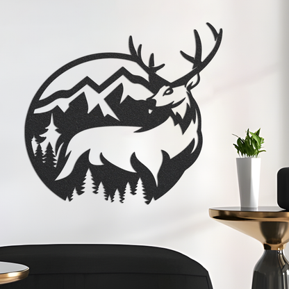 Mountain Deer Metal Home Decor / Deer Mountain Wall Art / Mountain Metal Wall Art / Metal Wall Art / Wall Art / Metal Wall Decor