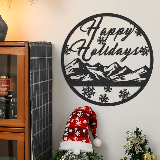 Happy holiday Sign,Snowflake sign,Mountain Sign,House Decor,Front door Decor,Indoor Decor,Family sign Name,Housewarming gift,Welcome Sign