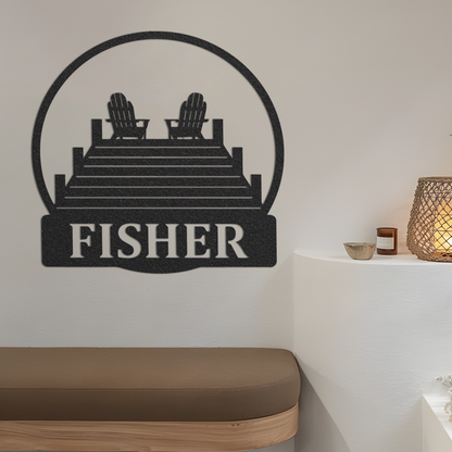 Personalized Family Name Dock Metal Sign | Housewarming Gift | Cottage Dock Sign | Wedding Gift | Metal Monogram Sign | Campfire Family Name