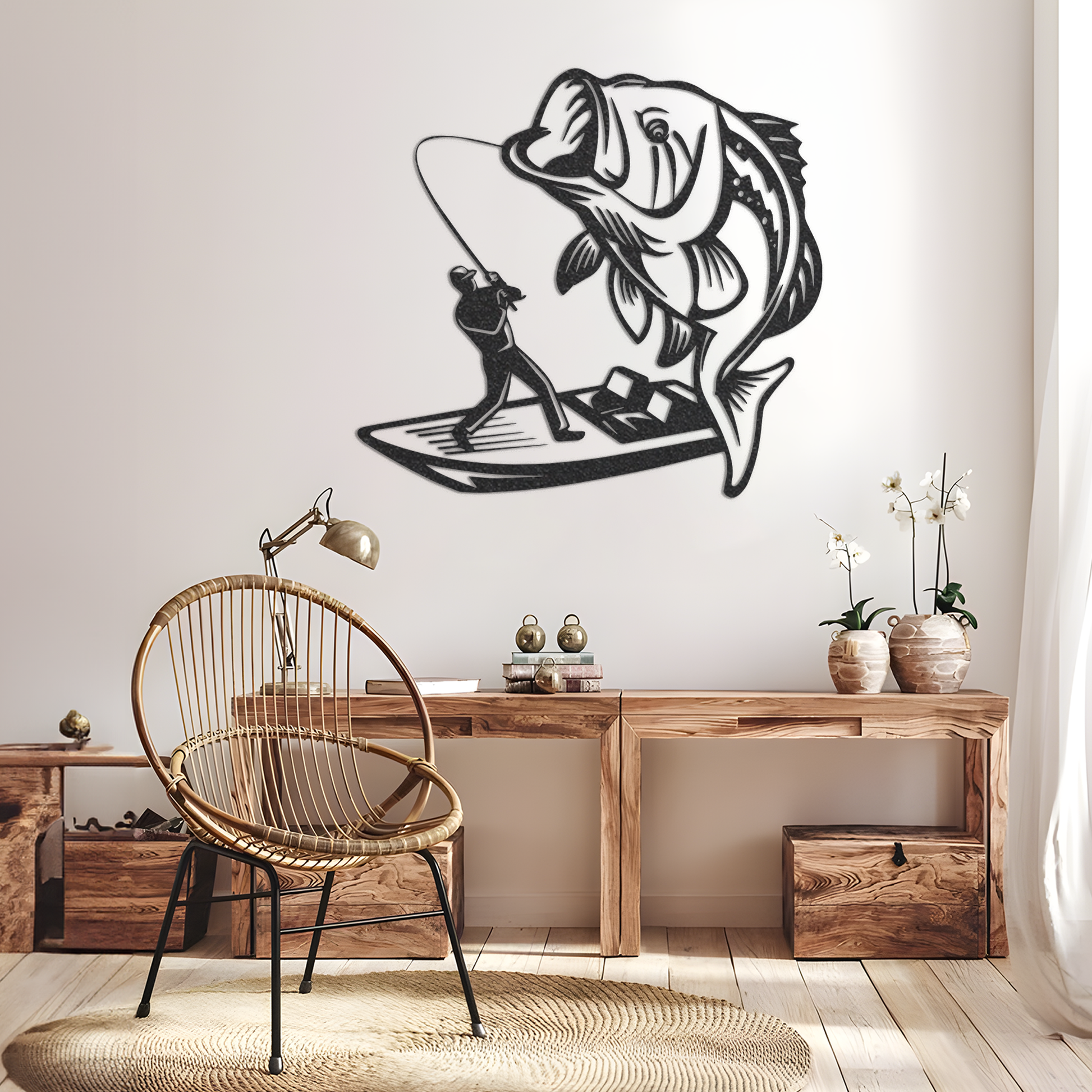 Metal Boat Fishing Sign, Boat Fishing Sign, Metal Fishing Sign, Metal Fish Sign, Metal Wall Art, Home Decor, Backyard Sign, Outdoor Decor