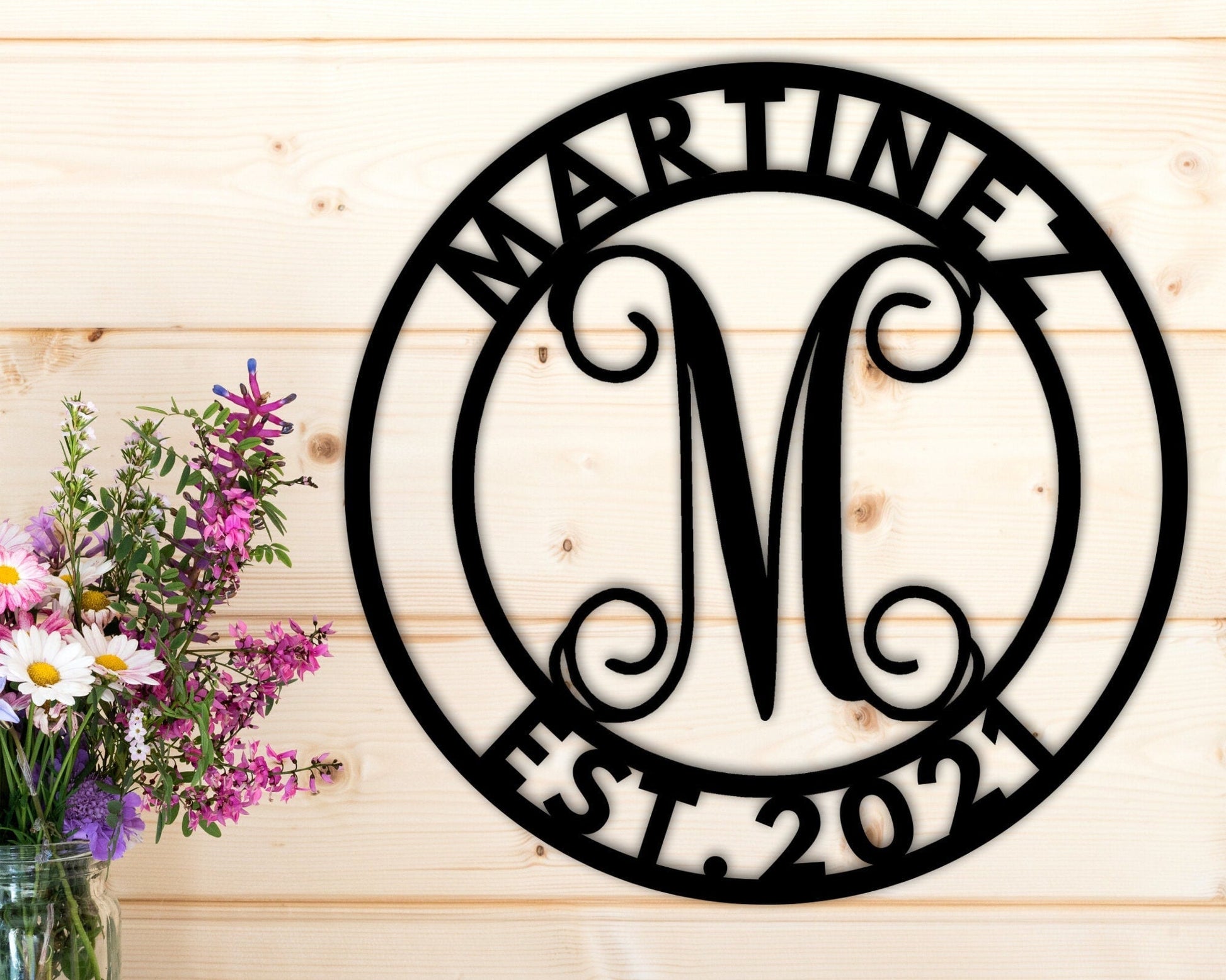 Personalized Metal Sign Custom Last Name Sign Family Name Sign Metal Wall Art Metal Monogram Sign Initial Sign Door Hanger Housewarming Gift