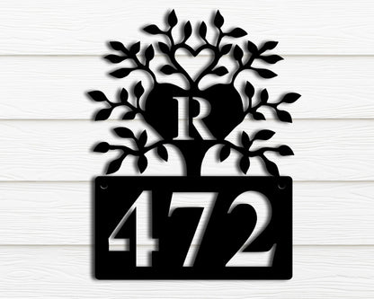 Personalized Metal Address Sign for House, Custom Address Sign Metal, Tree of Life Metal Wall Art, Decorative Address Sign, House Numbers