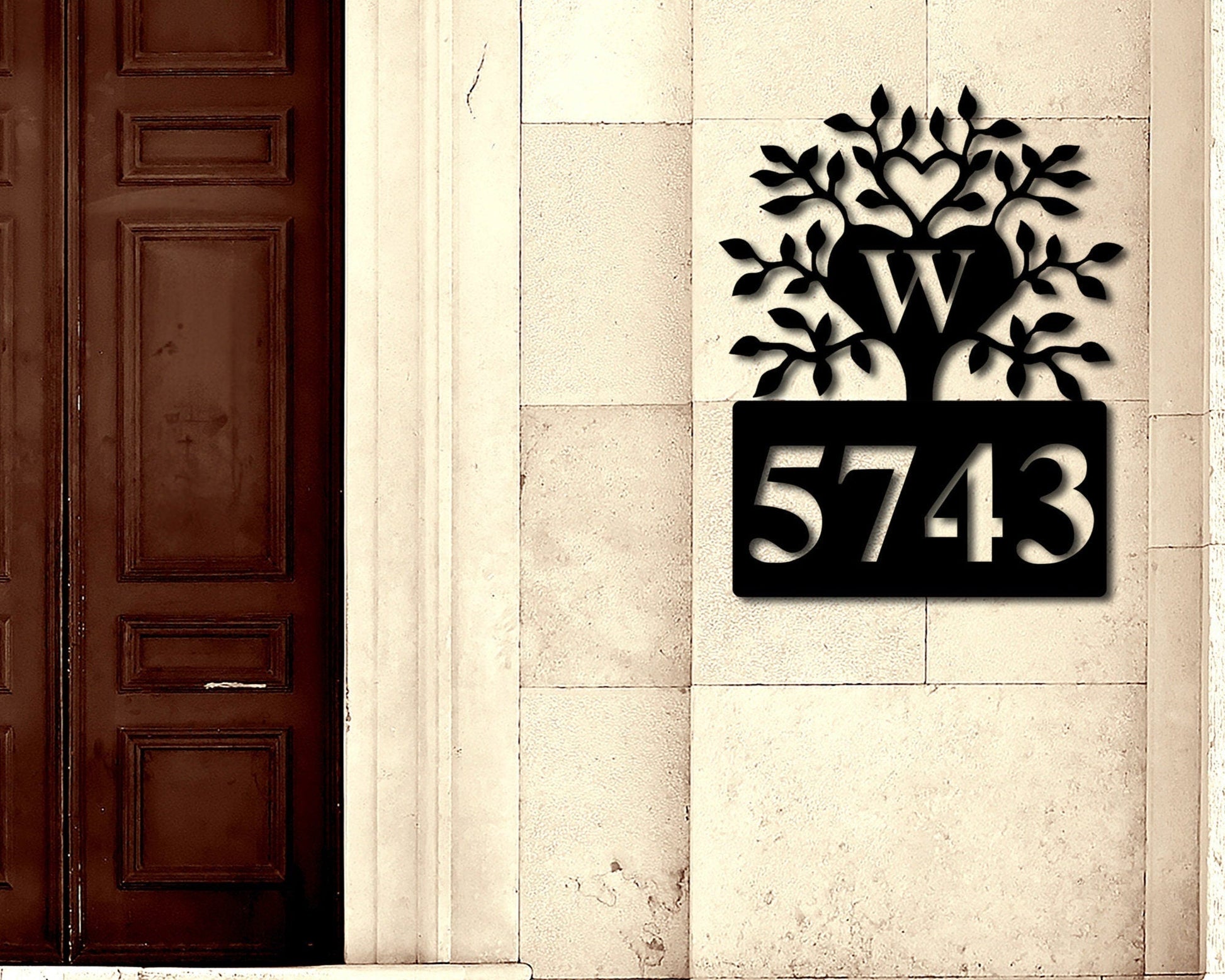 Personalized Metal Address Sign for House, Custom Address Sign Metal, Tree of Life Metal Wall Art, Decorative Address Sign, House Numbers