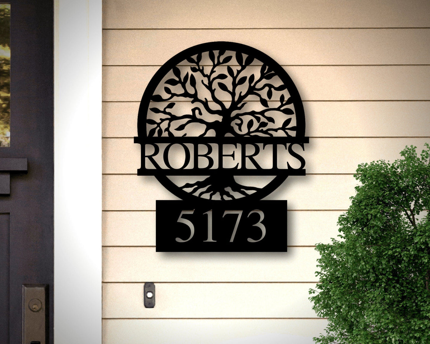 Custom Metal Address Sign, Metal House Numbers, Metal Address Plaque, Front Porch Sign, Address Number Sign, Tree of Life Address Sign