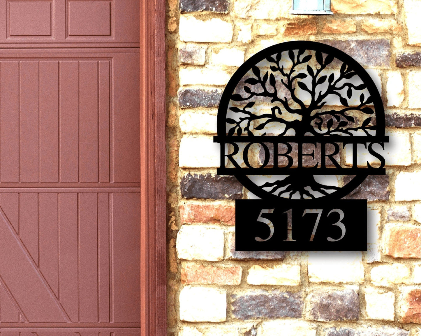 Custom Metal Address Sign, Metal House Numbers, Metal Address Plaque, Front Porch Sign, Address Number Sign, Tree of Life Address Sign