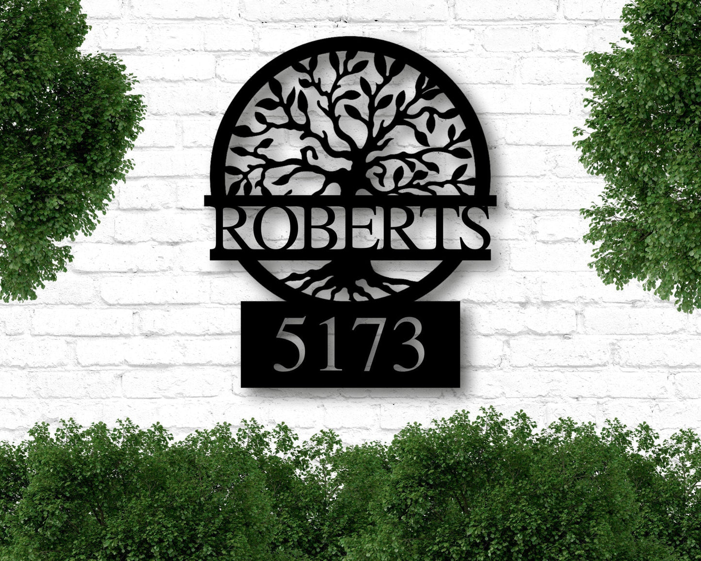 Custom Metal Address Sign, Metal House Numbers, Metal Address Plaque, Front Porch Sign, Address Number Sign, Tree of Life Address Sign