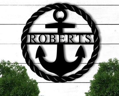 Personalized Metal Anchor Sign, Beach House Sign Personalized, Anchor Wall Decor, Family Name Metal Sign, Last Name Sign, Front Porch Sign