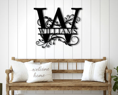 Split Letter Monogram,M etal Sign,Door Hanger, Family Name Sign, Door Hanger, Housewarming Gift, Wedding Gift, Metal Monogram Sign, Last Name Sign