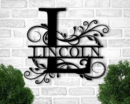 Split Letter Monogram,M etal Sign,Door Hanger, Family Name Sign, Door Hanger, Housewarming Gift, Wedding Gift, Metal Monogram Sign, Last Name Sign
