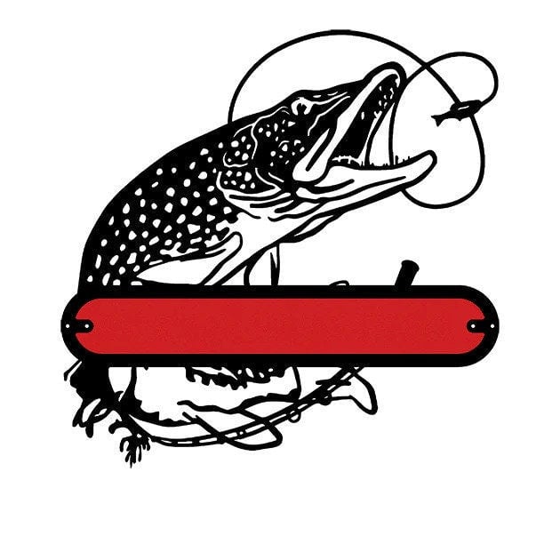 Personalized Racing Red Fishing Signs, Fish Metal Wall Art, Custom Fishing Name Sign Metal Wall Decor, Unique Fishing Gift