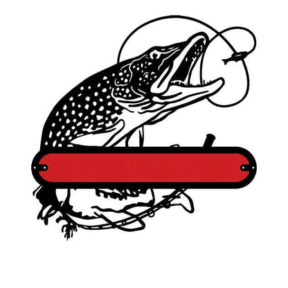 Personalized Racing Red Fishing Signs, Fish Metal Wall Art, Custom Fishing Name Sign Metal Wall Decor, Unique Fishing Gift