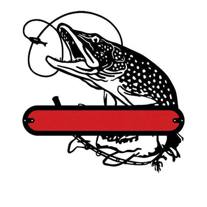 Personalized Racing Red Fishing Signs, Fish Metal Wall Art, Custom Fishing Name Sign Metal Wall Decor, Unique Fishing Gift