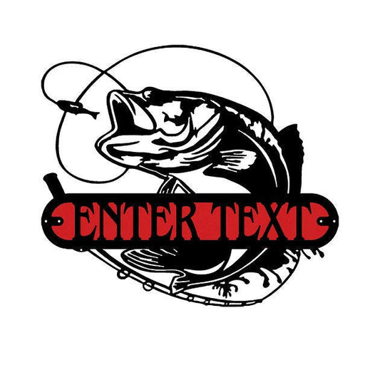 Personalized Racing Red Fishing Signs, Fish Metal Wall Art, Custom Fishing Name Sign Metal Wall Decor, Unique Fishing Gift
