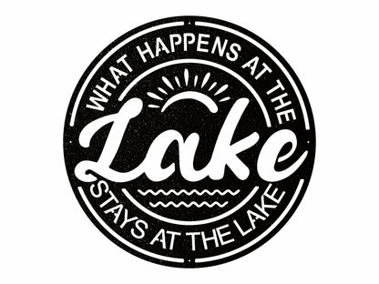 Lake Metal Wall Art, What Happens at the Lake, Lake House Decor, Beach House Decor, Lake House Gift, Housewarming Gift