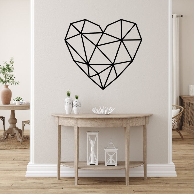 Geometric Heart Metal Wall Art / Heart Wall Decor / Metal Wall Decor / Home Decor / Modern Home Decor / Minimalist Love Heart Steel Sign