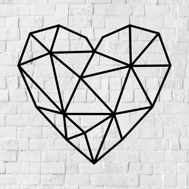 Geometric Heart Metal Wall Art / Heart Wall Decor / Metal Wall Decor / Home Decor / Modern Home Decor / Minimalist Love Heart Steel Sign