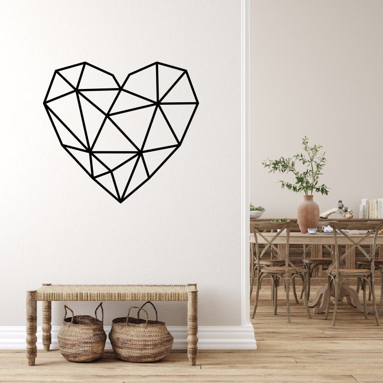 Geometric Heart Metal Wall Art / Heart Wall Decor / Metal Wall Decor / Home Decor / Modern Home Decor / Minimalist Love Heart Steel Sign