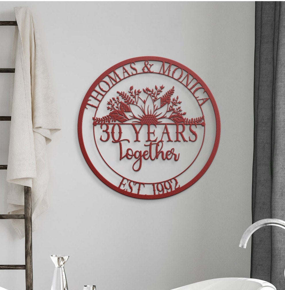 30th Anniversary Gift For Parents, Wedding Anniversary Metal Sign, Parents Anniversary Gift, Wall Hanging Sign