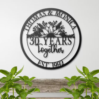 30th Anniversary Gift For Parents, Wedding Anniversary Metal Sign, Parents Anniversary Gift, Wall Hanging Sign