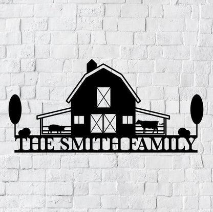Personalized Metal Farmhouse Monogram Sign | Custom Family Name Sign | Steel Farm House Decor | Home Barn Metal Wall Art Sign