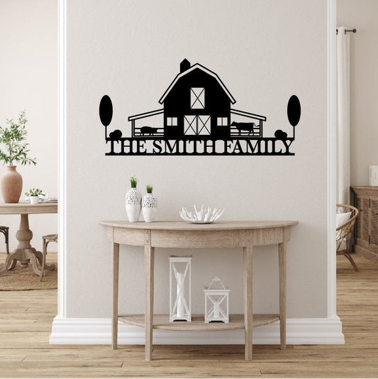 Personalized Metal Farmhouse Monogram Sign | Custom Family Name Sign | Steel Farm House Decor | Home Barn Metal Wall Art Sign
